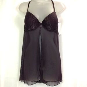 Gilligan and O'malley Ample Purple Slipt Front Babydoll Nightie